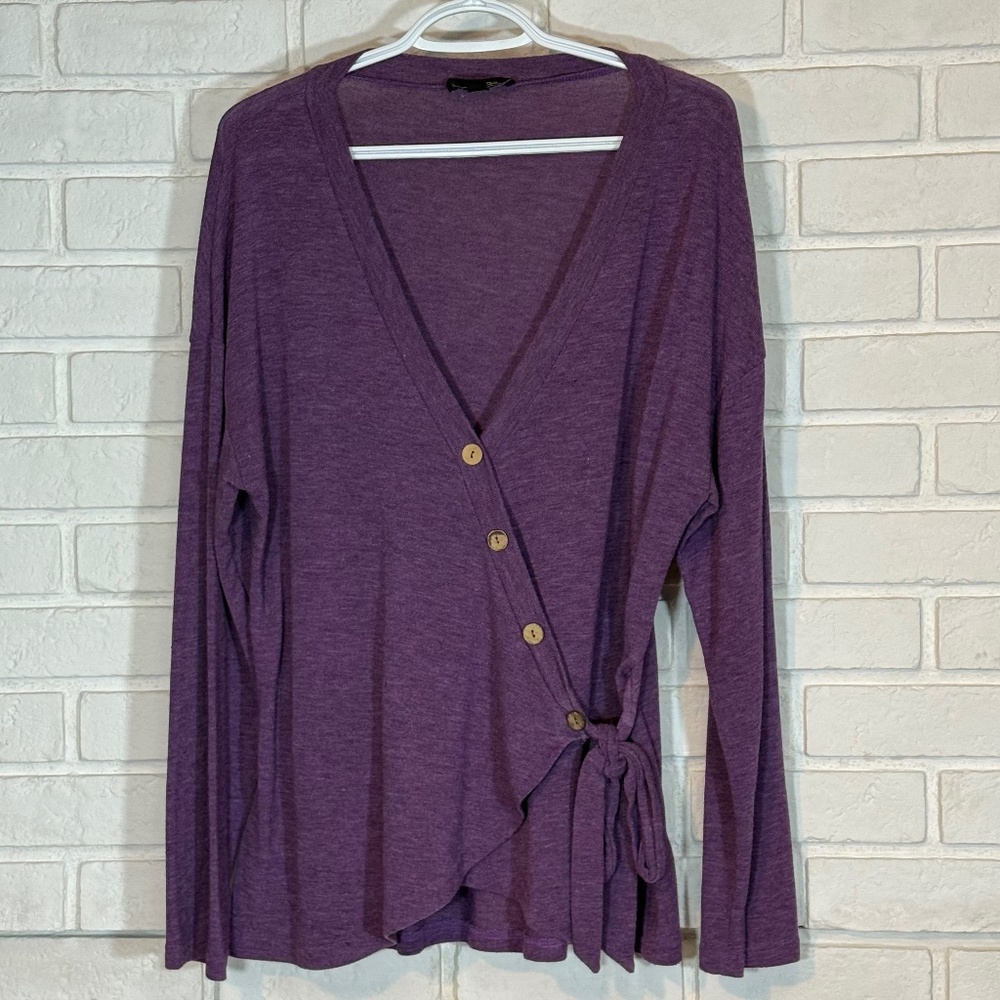 Pretty Wrap Sweater with Button Detail and Tie GUC